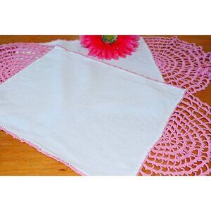 2 Doilies Doily Crocheted Doily Cotton Center Pink Crochet Vintage Doilies V17